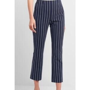 Gap Sz 6 Navy White Stripped Stretch Crop Flare Pants Nautical Preppy Beach Work